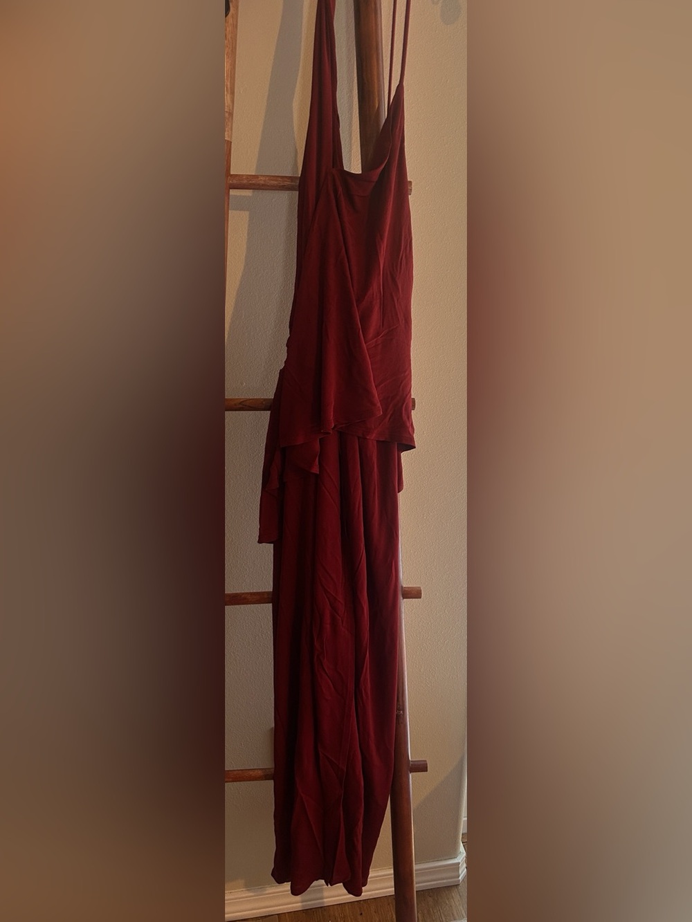 REISS Xena Halterneck Draped Maxi Dress Size UK 10/US 6 $345 Burgundy - Picture 6 of 6